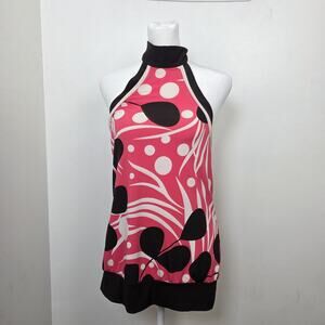 Speechless Pink Cream Brown Y2K Halter Neck Tie Cute Girly Tank Blouse Size S‎